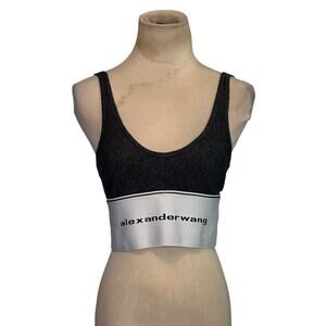 Alexander Wang gray ribbed jersey logo elastic bra size Medium